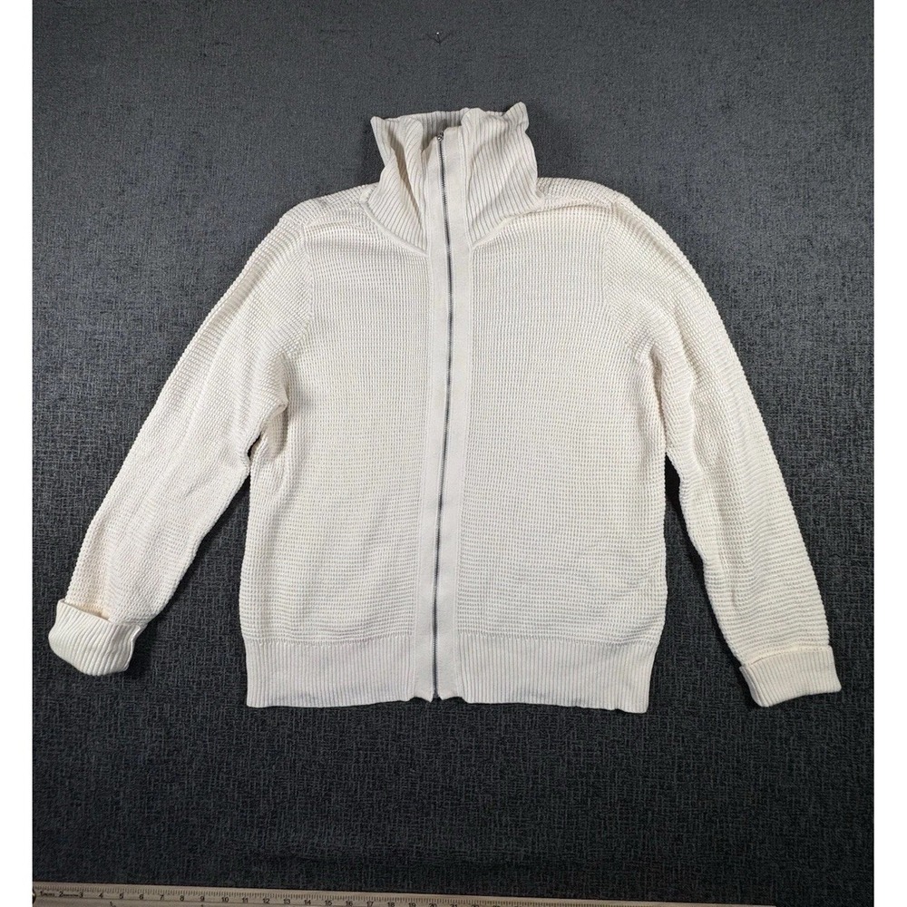Liz Claiborne Women's Zip Up Turtleneck Sweater White XL